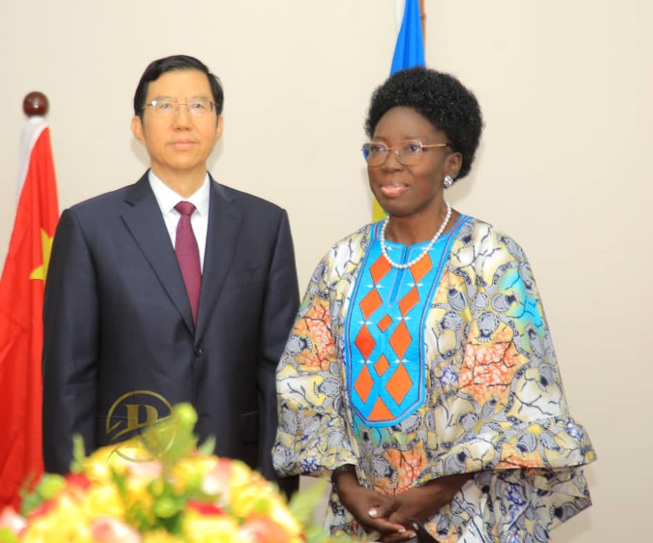 Rt. Hon. Rebecca Kadaga with H.E Hon Yu Tianmin in the photo