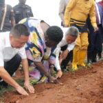 Rt. Hon. Rebecca Kadaga planting Chili with the Chinese agricultural experts in Balawoli Kamuli District