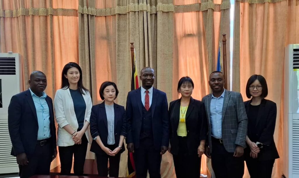 The China Africa Friendship Association Uganda (CAFAU) team headed by Dr. Mula Anthony (L) with  CPAFFC Delegation Led by Director General Yutao Luan(R) in photo