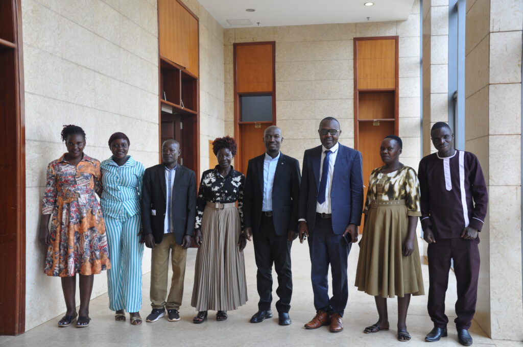 A photo moment of Busoga Consortium Director General Mr. Mula Anthony, Mr. Kayembe Jonah, and the delegation as they prepare for Tanzania training