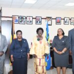 Rt.Hon.Rebecca Kadaga(C) Rt. Hon. Justine Kasule Lumumba(R) Hon. Princess Persis Namuganza (L)Dr. Mula Anthony(DG/ BCD) Mr. Genda Walala (Dir/Finance) after Special Ministerial Meeting held at Kingdom Kampala